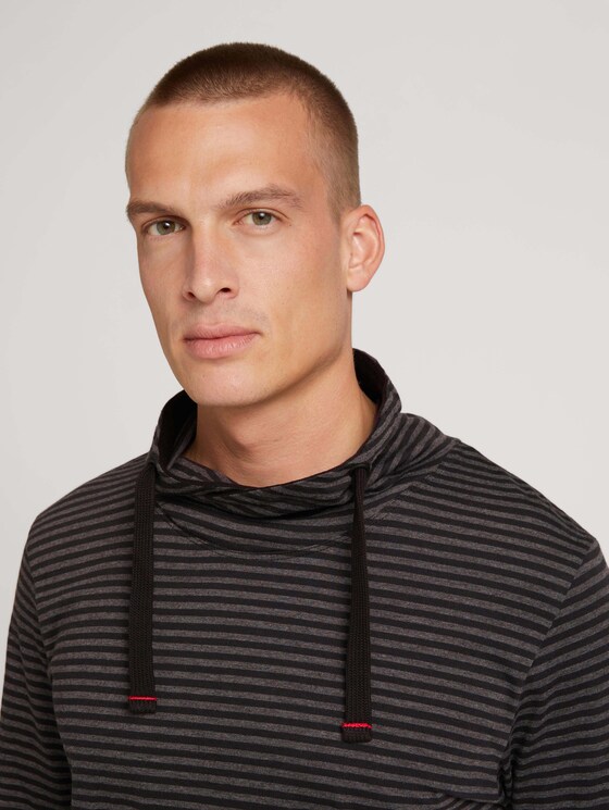 Gestreiftes Langarmshirt mit Stehkragen - Männer - black grey grindle stripe Gestreiftes Langarmshirt mit Stehkragen - Männer - black grey grindle stripe - 9 - TOM TAILOR