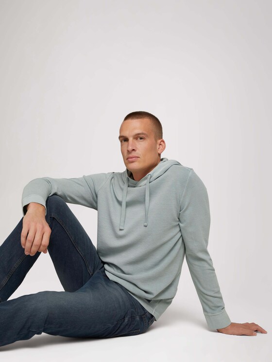 Hoodie mit Struktur - Männer - light ice blue Hoodie mit Struktur - Männer - light ice blue - 5 - TOM TAILOR