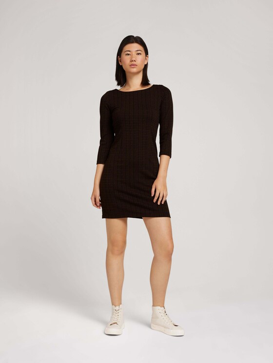 Checked shift dress - Women - black brown structure check Checked shift dress - Women - black brown structure check - 3 - TOM TAILOR