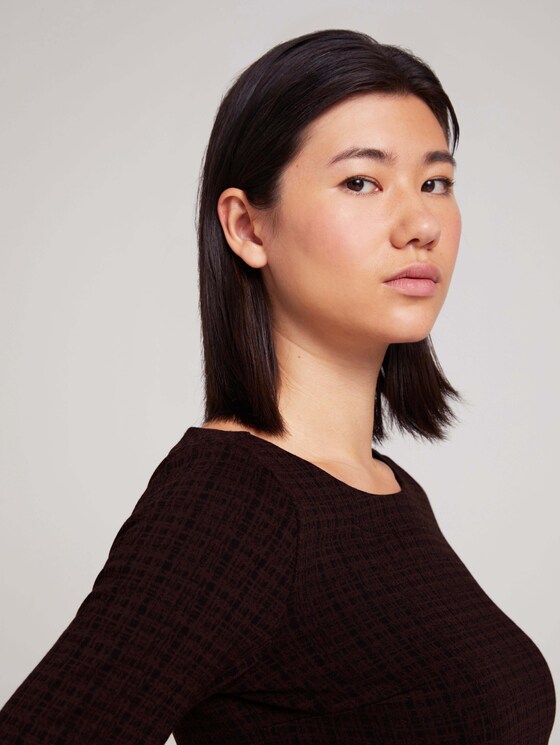 Checked shift dress - Women - black brown structure check Checked shift dress - Women - black brown structure check - 9 - TOM TAILOR