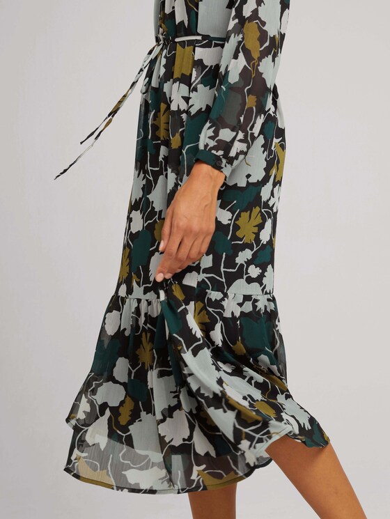 Gemustertes Midi Blusenkleid mit recyceltem Polyester - Frauen - green large floral design Gemustertes Midi Blusenkleid mit recyceltem Polyester - Frauen - green large floral design - 9 - TOM TAILOR