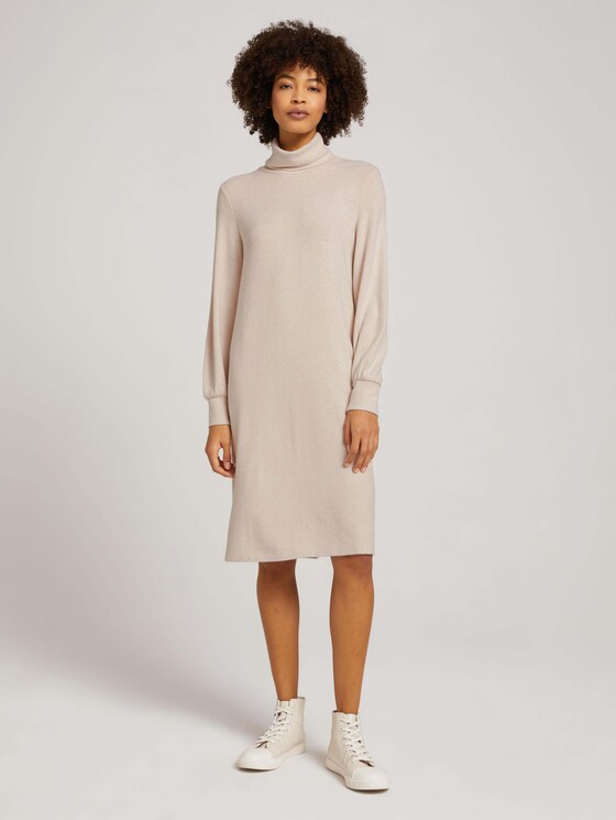 Meliertes Minikleid mit Rollkragen - Frauen - cold beige melange Meliertes Minikleid mit Rollkragen - Frauen - cold beige melange - 3 - TOM TAILOR