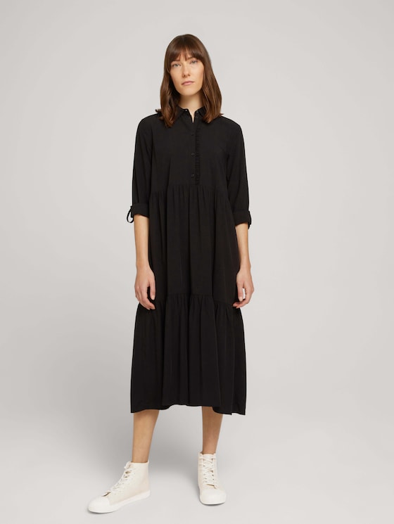 Midi Blusenkleid mit Lyocell - Frauen - deep black Midi Blusenkleid mit Lyocell - Frauen - deep black - 3 - TOM TAILOR