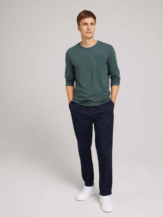 Langarmshirt mit Brustprint - Männer - Dark Gable Green Langarmshirt mit Brustprint - Männer - Dark Gable Green - 3 - TOM TAILOR