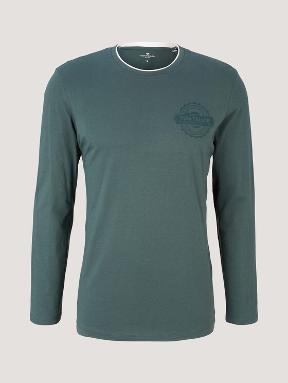 Langarmshirt mit Brustprint - Männer - Dark Gable Green Langarmshirt mit Brustprint - Männer - Dark Gable Green - 7 - TOM TAILOR