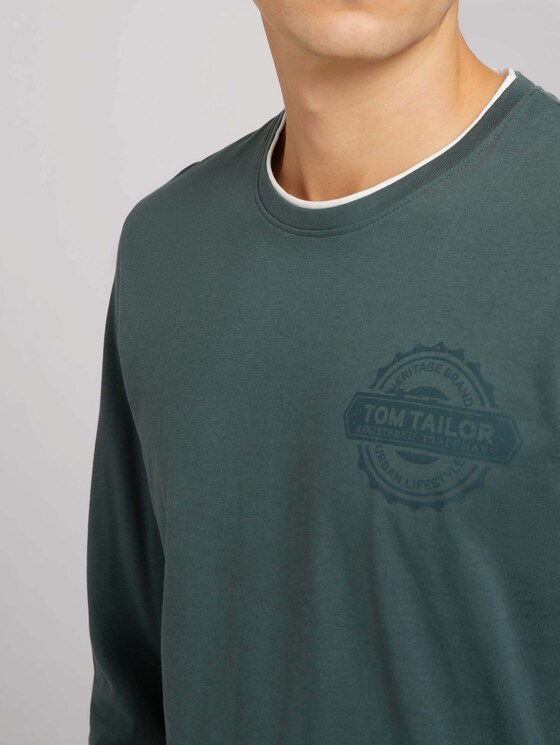 Langarmshirt mit Brustprint - Männer - Dark Gable Green Langarmshirt mit Brustprint - Männer - Dark Gable Green - 9 - TOM TAILOR