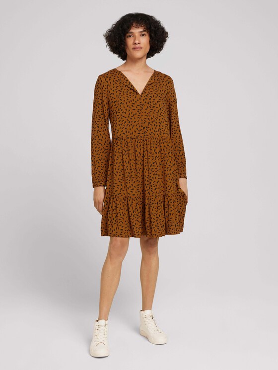 Gemustertes Tunikakleid - Frauen - brown leaf design Gemustertes Tunikakleid - Frauen - brown leaf design - 1 - TOM TAILOR