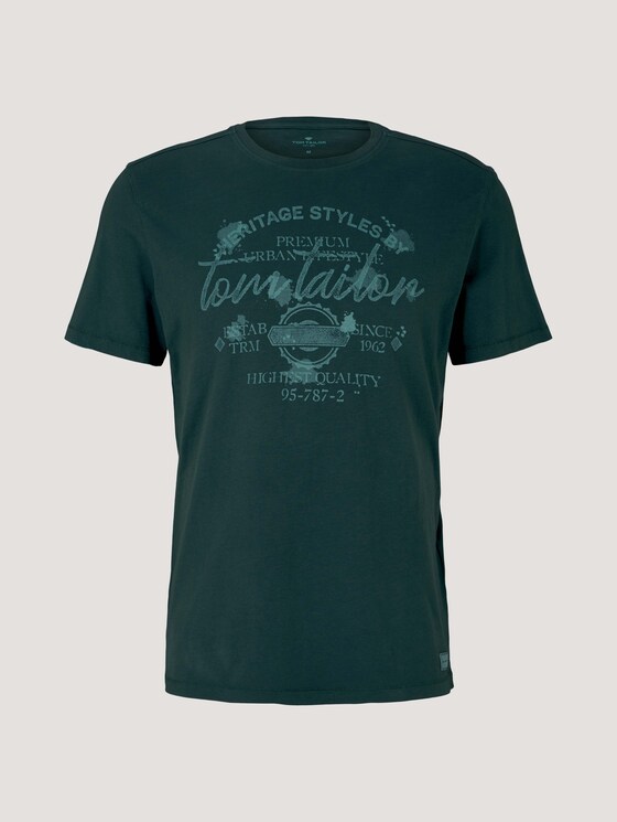 Print T-Shirt im Used Look - Männer - Dark Gable Green Print T-Shirt im Used Look - Männer - Dark Gable Green - 7 - TOM TAILOR