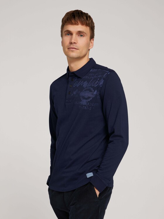 Langarm Poloshirt mit Print - Männer - Sky Captain Blue Langarm Poloshirt mit Print - Männer - Sky Captain Blue - 5 - TOM TAILOR
