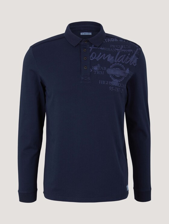Langarm Poloshirt mit Print - Männer - Sky Captain Blue Langarm Poloshirt mit Print - Männer - Sky Captain Blue - 7 - TOM TAILOR
