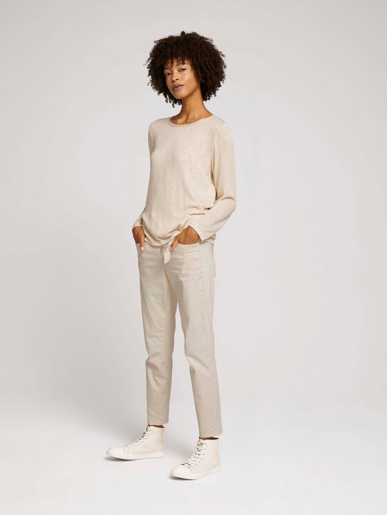 Gemêleerd shirt met lange mouwen en knoopdetail - Vrouwen - smooth light sand melange Gemêleerd shirt met lange mouwen en knoopdetail - Vrouwen - smooth light sand melange - 3 - TOM TAILOR