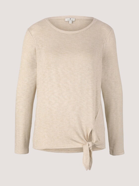 Gemêleerd shirt met lange mouwen en knoopdetail - Vrouwen - smooth light sand melange Gemêleerd shirt met lange mouwen en knoopdetail - Vrouwen - smooth light sand melange - 7 - TOM TAILOR