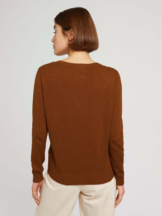 Gepunkteter Pullover aus nachhaltiger Baumwolle - Frauen - amber brown Gepunkteter Pullover aus nachhaltiger Baumwolle - Frauen - amber brown - 2 - TOM TAILOR Denim
