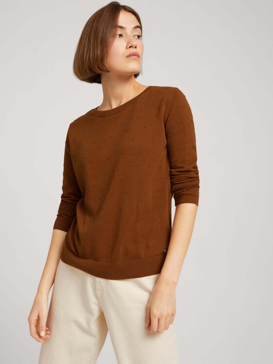Gepunkteter Pullover aus nachhaltiger Baumwolle - Frauen - amber brown Gepunkteter Pullover aus nachhaltiger Baumwolle - Frauen - amber brown - 5 - TOM TAILOR Denim