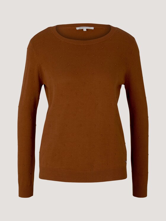 Gepunkteter Pullover aus nachhaltiger Baumwolle - Frauen - amber brown Gepunkteter Pullover aus nachhaltiger Baumwolle - Frauen - amber brown - 7 - TOM TAILOR Denim