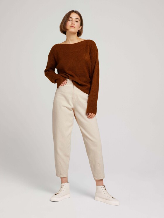 Pullover mit U-Boot Ausschnitt - Frauen - amber brown melange Pullover mit U-Boot Ausschnitt - Frauen - amber brown melange - 3 - TOM TAILOR Denim