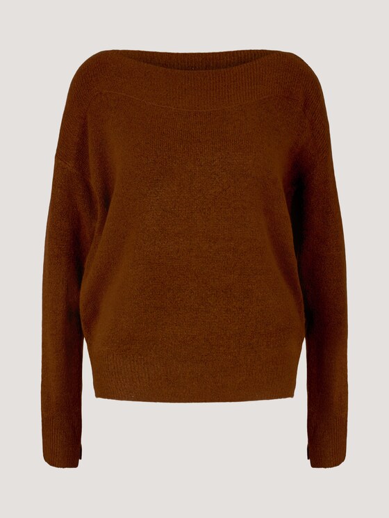 Pullover mit U-Boot Ausschnitt - Frauen - amber brown melange Pullover mit U-Boot Ausschnitt - Frauen - amber brown melange - 7 - TOM TAILOR Denim