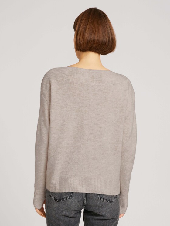 Pullover mit U-Boot Ausschnitt - Frauen - cold beige melange Pullover mit U-Boot Ausschnitt - Frauen - cold beige melange - 2 - TOM TAILOR Denim