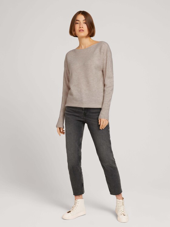 Pullover mit U-Boot Ausschnitt - Frauen - cold beige melange Pullover mit U-Boot Ausschnitt - Frauen - cold beige melange - 3 - TOM TAILOR Denim