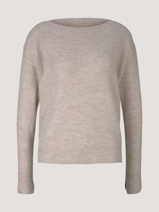 Pullover mit U-Boot Ausschnitt - Frauen - cold beige melange Pullover mit U-Boot Ausschnitt - Frauen - cold beige melange - 7 - TOM TAILOR Denim