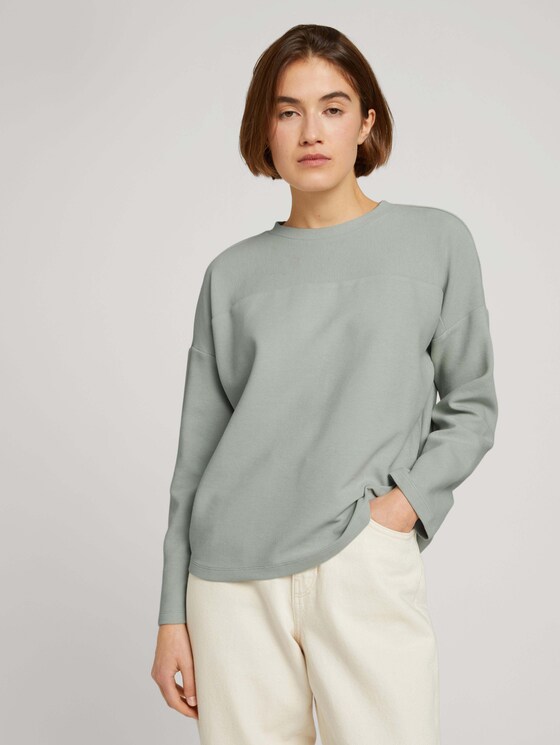 Langarmshirt mit Raglanärmeln aus nachhaltiger Baumwolle - Frauen - soft greyish green Langarmshirt mit Raglanärmeln aus nachhaltiger Baumwolle - Frauen - soft greyish green - 1 - TOM TAILOR Denim