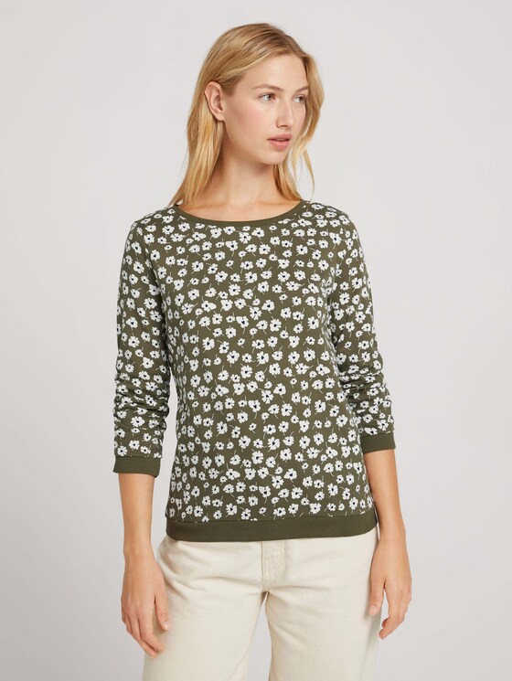 Gemustertes Sweatshirt aus nachhaltiger Baumwolle - Frauen - olive flower print Gemustertes Sweatshirt aus nachhaltiger Baumwolle - Frauen - olive flower print - 1 - TOM TAILOR Denim