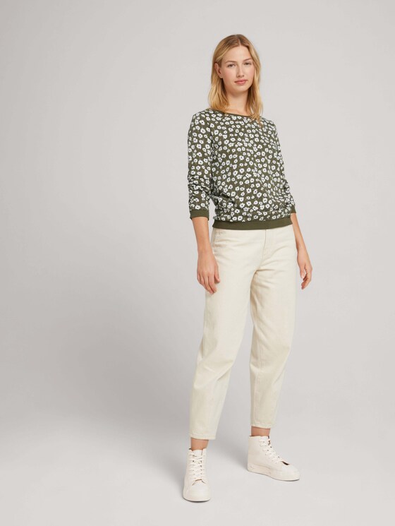 Gemustertes Sweatshirt aus nachhaltiger Baumwolle - Frauen - olive flower print Gemustertes Sweatshirt aus nachhaltiger Baumwolle - Frauen - olive flower print - 3 - TOM TAILOR Denim