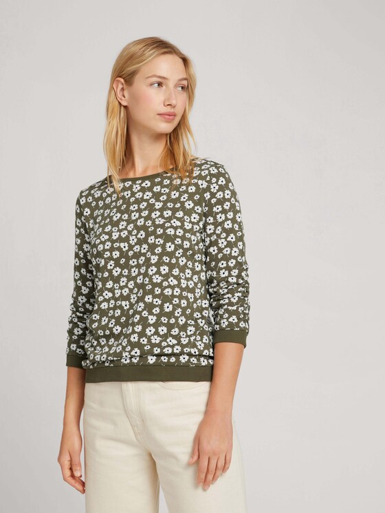 Gemustertes Sweatshirt aus nachhaltiger Baumwolle - Frauen - olive flower print Gemustertes Sweatshirt aus nachhaltiger Baumwolle - Frauen - olive flower print - 5 - TOM TAILOR Denim