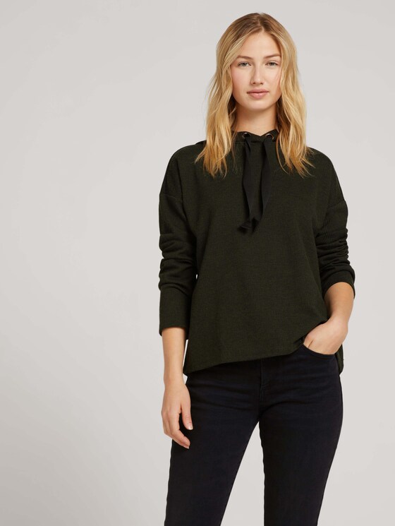 Hoodie mit Karomuster - Frauen - olive black houndstooth Hoodie mit Karomuster - Frauen - olive black houndstooth - 5 - TOM TAILOR Denim