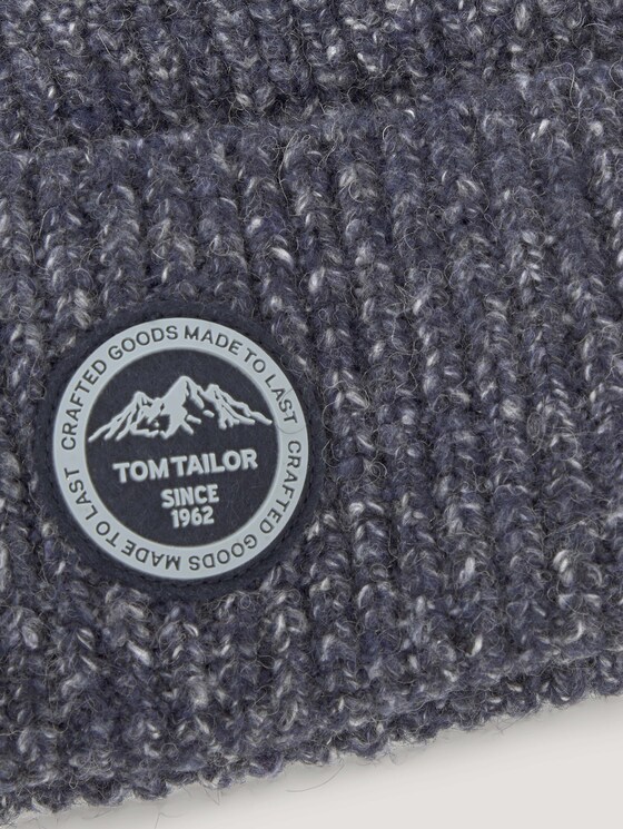 Strickmütze mit Logo - Männer - navy white knitted mouline Strickmütze mit Logo - Männer - navy white knitted mouline - 9 - TOM TAILOR