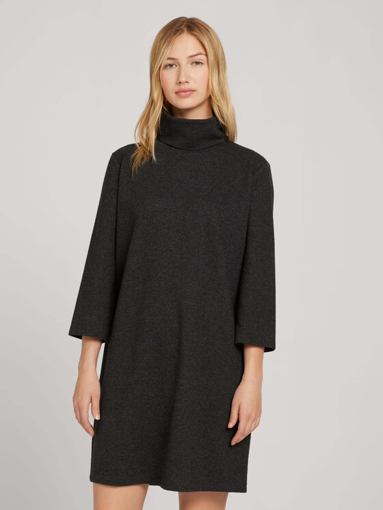 Kleid aus gemustertem Jacquard - Frauen - black grey houndstooth Kleid aus gemustertem Jacquard - Frauen - black grey houndstooth - 1 - TOM TAILOR Denim