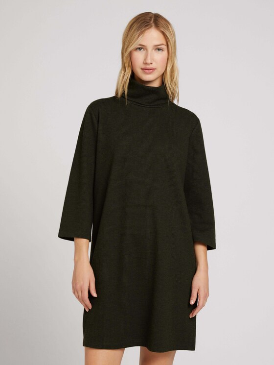 Kleid aus gemustertem Jacquard - Frauen - olive black houndstooth Kleid aus gemustertem Jacquard - Frauen - olive black houndstooth - 1 - TOM TAILOR Denim