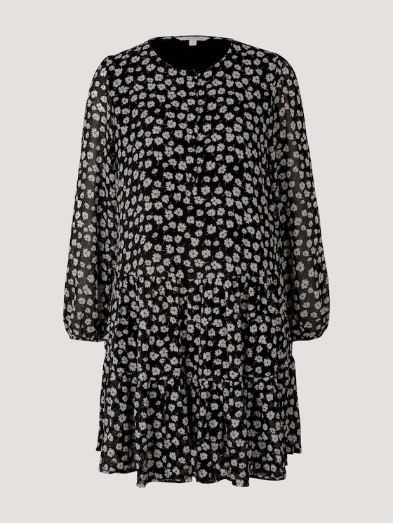 Gemustertes Kleid aus fließenden Chiffon - Frauen - black flower print Gemustertes Kleid aus fließenden Chiffon - Frauen - black flower print - 7 - TOM TAILOR Denim