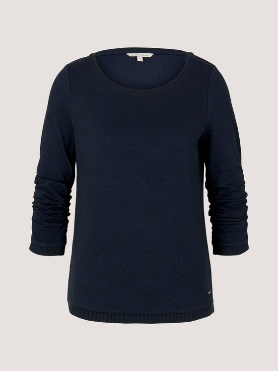 Dotted sweatshirt with ribbed cuffs - Women - Sky Captain Blue Dotted sweatshirt with ribbed cuffs - Women - Sky Captain Blue - 7 - TOM TAILOR Denim