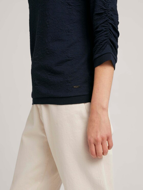 Dotted sweatshirt with ribbed cuffs - Women - Sky Captain Blue Dotted sweatshirt with ribbed cuffs - Women - Sky Captain Blue - 9 - TOM TAILOR Denim