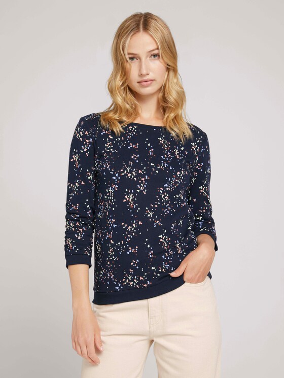 sweatshirt met stippen en geribde manchetten - Vrouwen - navy colorful stain design sweatshirt met stippen en geribde manchetten - Vrouwen - navy colorful stain design - 1 - TOM TAILOR Denim