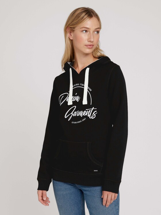 sweatshirt met capuchon en logoprint - Vrouwen - deep black sweatshirt met capuchon en logoprint - Vrouwen - deep black - 1 - TOM TAILOR Denim