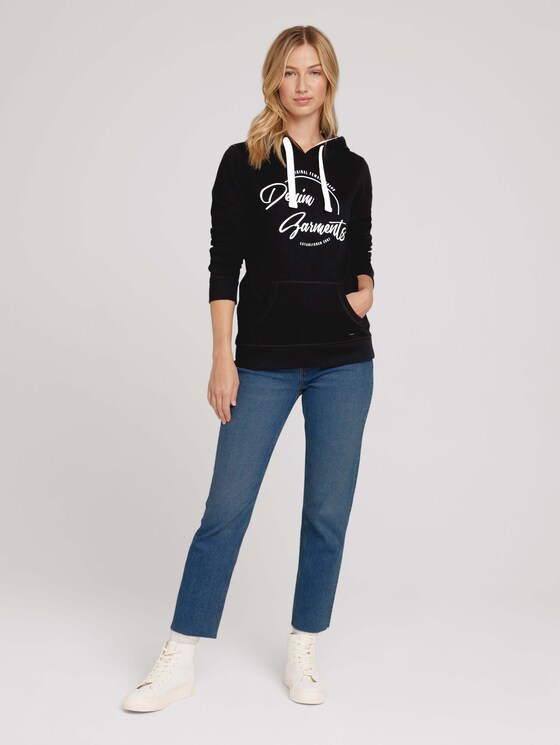sweatshirt met capuchon en logoprint - Vrouwen - deep black sweatshirt met capuchon en logoprint - Vrouwen - deep black - 3 - TOM TAILOR Denim