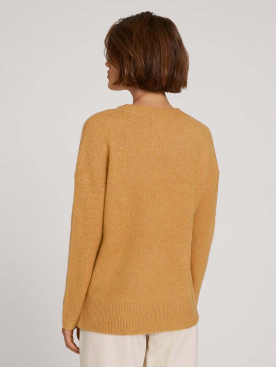 trui met V-hals - Vrouwen - camel melange trui met V-hals - Vrouwen - camel melange - 2 - TOM TAILOR Denim