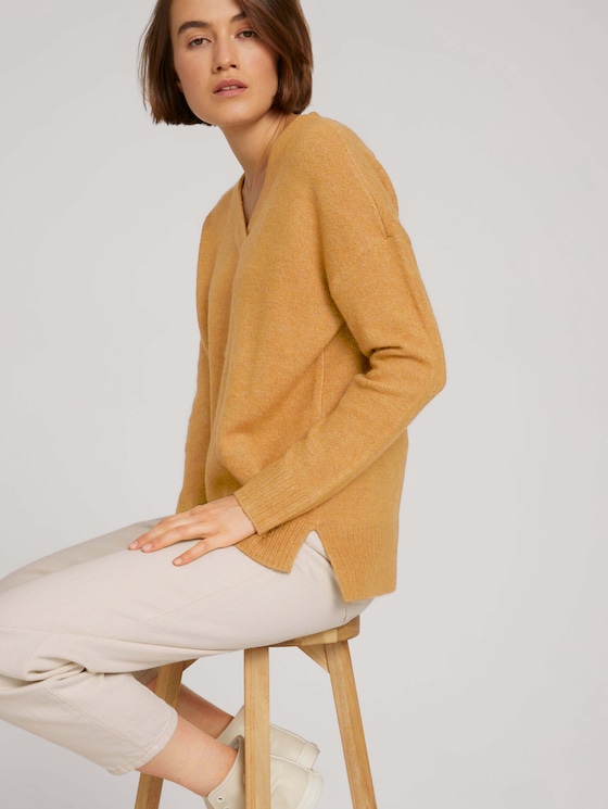 trui met V-hals - Vrouwen - camel melange trui met V-hals - Vrouwen - camel melange - 5 - TOM TAILOR Denim