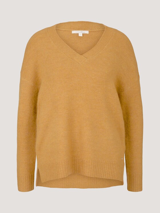 trui met V-hals - Vrouwen - camel melange trui met V-hals - Vrouwen - camel melange - 7 - TOM TAILOR Denim