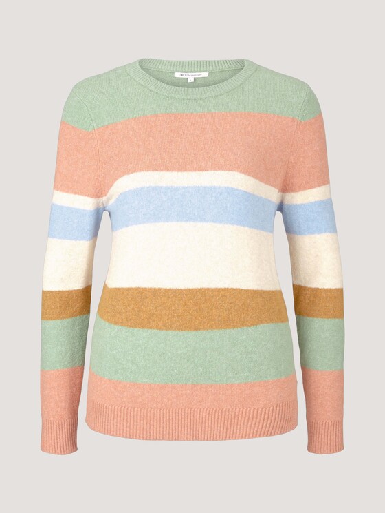 Striped sweater with ribbed cuffs - Women - multicolor blue knit stripe Striped sweater with ribbed cuffs - Women - multicolor blue knit stripe - 7 - TOM TAILOR Denim