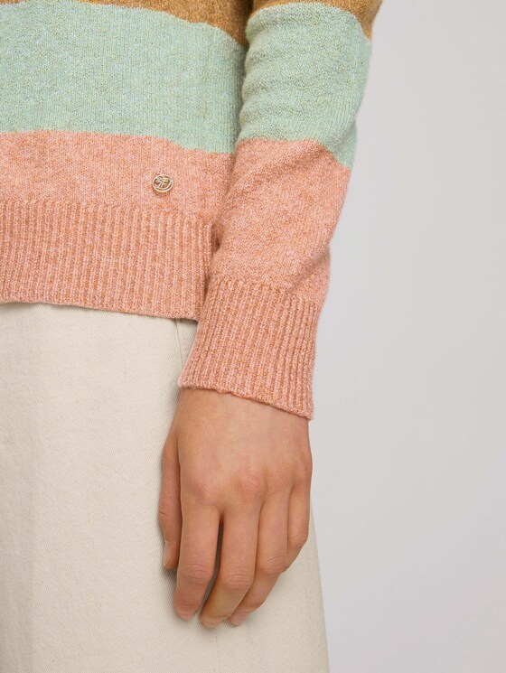 Striped sweater with ribbed cuffs - Women - multicolor blue knit stripe Striped sweater with ribbed cuffs - Women - multicolor blue knit stripe - 9 - TOM TAILOR Denim