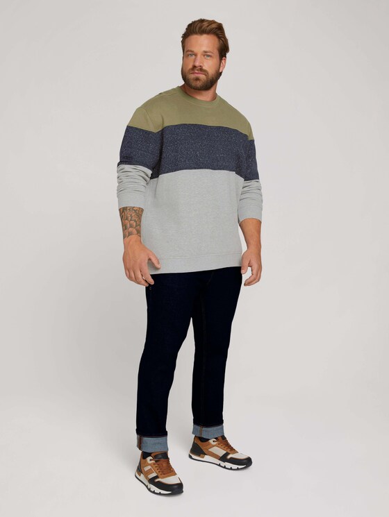 Sweatshirt met Colour Blocking - Mannen - Oak Leaf Green Sweatshirt met Colour Blocking - Mannen - Oak Leaf Green - 3 - Men Plus
