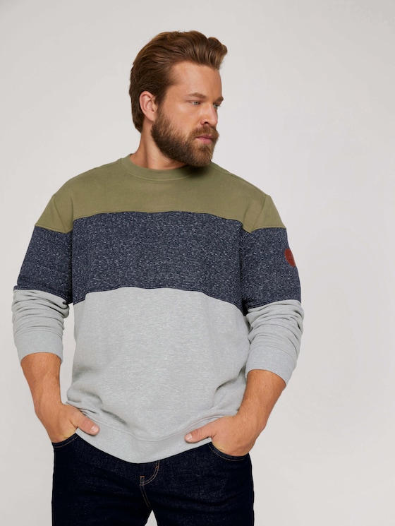 Sweatshirt met Colour Blocking - Mannen - Oak Leaf Green - 5 - Men Plus