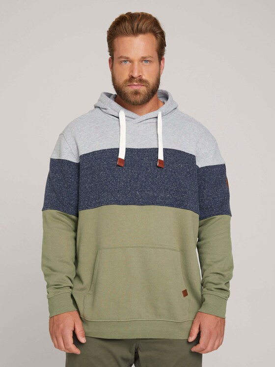 hoodie with colour blocking - Men - Oak Leaf Green hoodie with colour blocking - Men - Oak Leaf Green - 1 - Men Plus