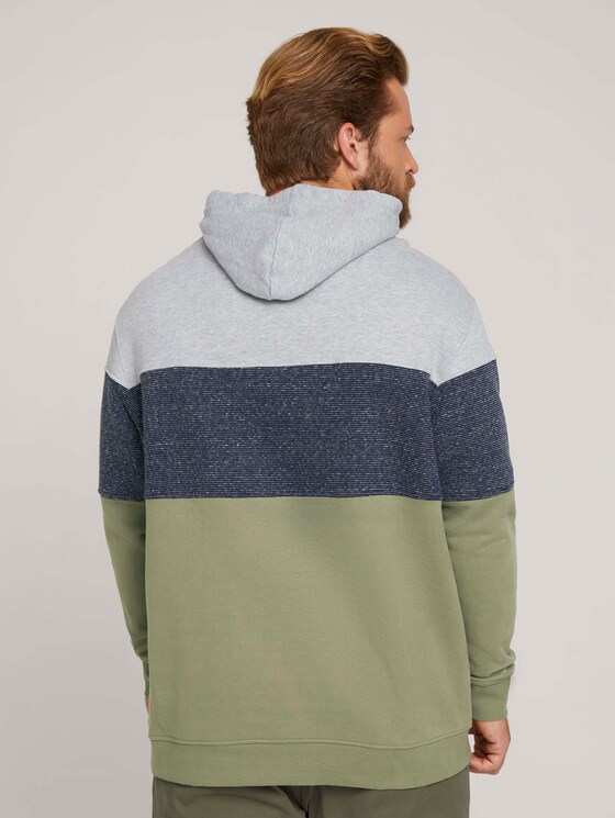 hoodie with colour blocking - Men - Oak Leaf Green hoodie with colour blocking - Men - Oak Leaf Green - 2 - Men Plus
