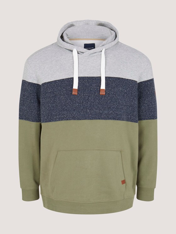 hoodie with colour blocking - Men - Oak Leaf Green hoodie with colour blocking - Men - Oak Leaf Green - 7 - Men Plus