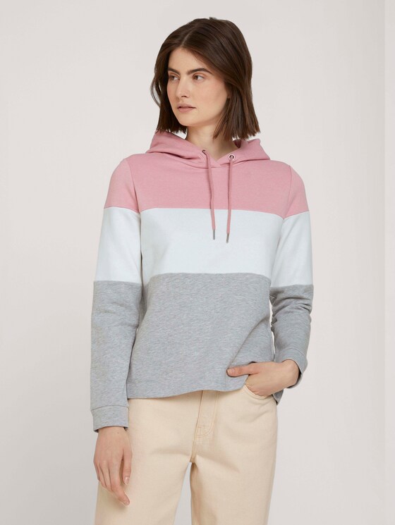 hoodie met kleurblokkering - Vrouwen - rose colorblock hoodie met kleurblokkering - Vrouwen - rose colorblock - 1 - TOM TAILOR Denim