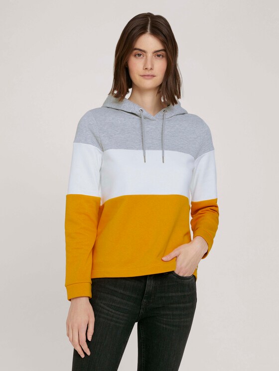 Hoodie in Colour-Blocking - Frauen - yellow coloblock Hoodie in Colour-Blocking - Frauen - yellow coloblock - 1 - TOM TAILOR Denim
